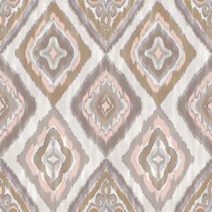 Vliesová tapeta na zeď, růžová, šedá, imitace látky, AU41403, Aurelia, Prestige Wallcoverings