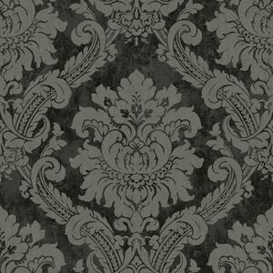 Vliesová tapeta na zeď, černá, šedá, damaškový vzor, AU41005, Aurelia, Prestige Wallcoverings