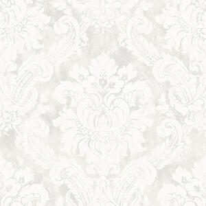 Vliesová tapeta na zeď, bílá, šedá, damaškový vzor, AU41001, Aurelia, Prestige Wallcoverings