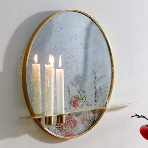 KONDELA Zrcadlo se stojanem na 2 svíčky, kovový rám, HAREO TYP 2