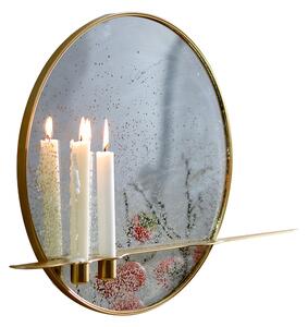 KONDELA Zrcadlo se stojanem na 2 svíčky, kovový rám, HAREO TYP 2