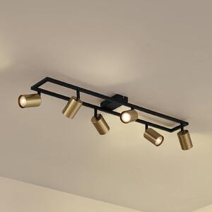 Lindby Stropní bodové světlo Bravius, mosaz, 6 žárovek, železo, stmívatelný, Černá, Chodba, kov, Moderní