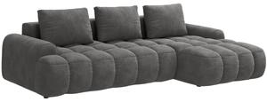 -25 % Dny MOMENTI– Cosmopolitan Design Šedá sametová rozkládací pohovka Linz 275 cm, pravá