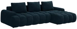 -25 % Dny MOMENTI– Cosmopolitan Design Tmavě modrá sametová rozkládací pohovka Linz 275 cm, pravá