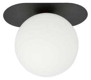 Stropní svítidlo PLAZA 1 – černé, opálové sklo, 1× E14, šířka 20 cm