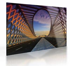 Skleněný obraz moderní architektury mostu (70x50 cm)