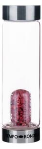 TEMPO-KONDELA CRYSTAL, skleněná láhev s červeným jaspisem, 500 ml