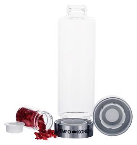 TEMPO-KONDELA CRYSTAL, skleněná láhev s červeným jaspisem, 500 ml