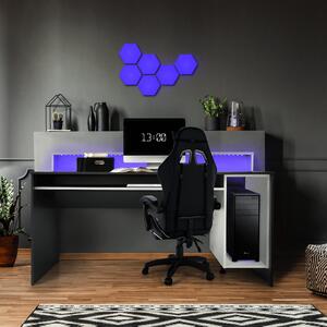 KONDELA PC stůl/herní stůl, grafit/bílá, TEZRO NEW