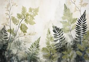 Postershop Fototapeta vliesová: Leaves Green Painted - 152,5x104 cm