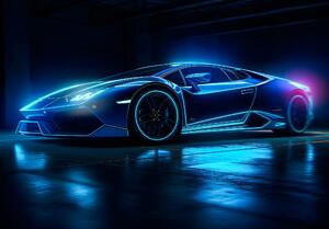 Postershop Fototapeta vliesová: Car Lamborghini luxurious neon - 208x146 cm