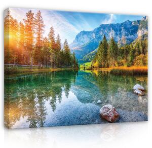 Postershop Obraz na plátně: Landscape nature mountain lake - 100x75 cm