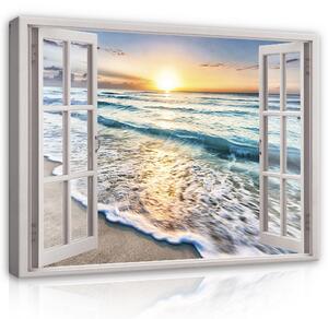 Postershop Obraz na plátně: Window - Beach - 100x75 cm