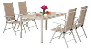 Hliníková zahradní souprava Verona z polywoodového dřeva pro 4 osoby Garden Point beige