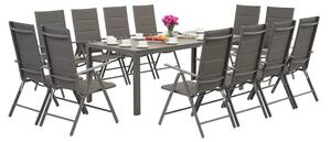 Zahradní nábytek Garden Point z šedého hliníku s velkým stolem Polywood Verona pro 12 osob
