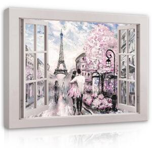 Postershop Obraz na plátně: View window Paris watercolour (1) - 100x75 cm
