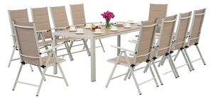 Hliníkový zahradní nábytek s velkým stolem Polywood Verona pro 10 osob Garden Point béžový