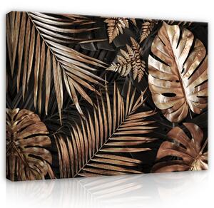 Postershop Obraz na plátně: Nature Leaves Black and Gold Glamour - 80x60 cm