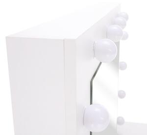 KONDELA Toaletní stolek s LED osvětlením, bílá, LEDIO
