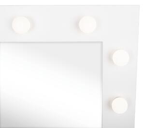 KONDELA Toaletní stolek s LED osvětlením, bílá, LEDIO