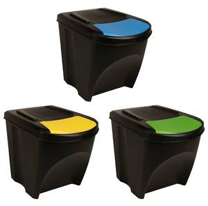 Stohovatelné odpadkové koše 3 ks antracitové 75 l 316184