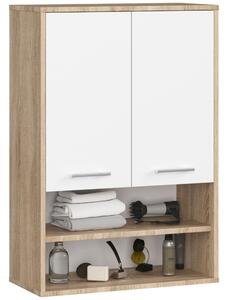 Ak furniture Závěsná koupelnová skříňka Fin W64 2D 64 cm bílá/dub sonoma