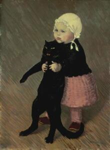 Theophile Alexandre Steinlen - Obrazová reprodukce A Small Girl with a Cat, 1889, (30 x 40 cm)