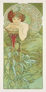 Obrazová reprodukce Emerald from The Precious Stones Series (Beautiful Distressed Art Nouveau Lady) - Alphonse / Alfons Mucha, (20 x 40 cm)