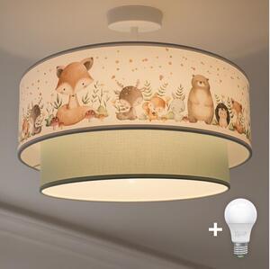 Brilagi-LED Dětský přisazený lustr BOBO 1xE27/60W/230V pr. 40 cm bílá/zel./zvíř