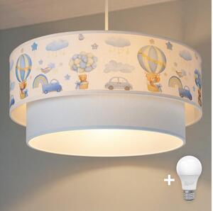 Brilagi-LED Dětský lustr na lanku BOBO 1xE27/60W/230V pr.40 cm krém./modrá/medv
