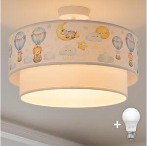 Brilagi-LED Dětský přisazený lustr BOBO 1xE27/60W/230V pr. 40 cm bílá/béž./zvíř