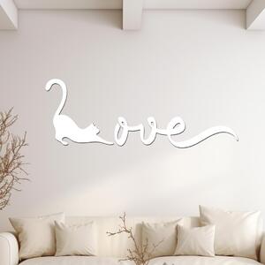 Dřevo života | Dřevěný nápis Kočičí láska | Rozměry (cm): 40x14 | Barva: Bílá