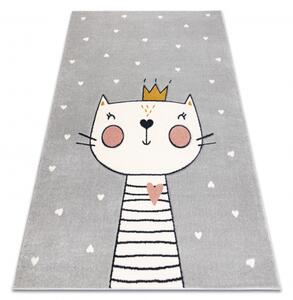 Makro Abra Dětský kusový koberec KIDDO 6106 Kočička Princezna světle šedý bílý Rozměr: 80x150 cm