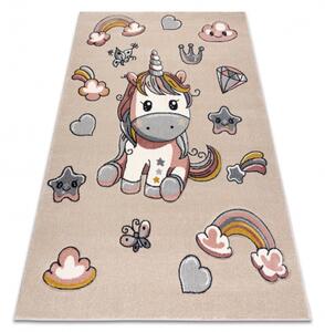 Makro Abra Dětský kusový koberec KIDDO 6110 Jednorožec krémový bílý Rozměr: 80x150 cm