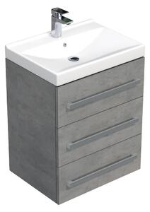 Koupelnová skříňka s umyvadlem Naturel Cube Way 60x76,5x46 cm beton mat CUBE46603BEVER