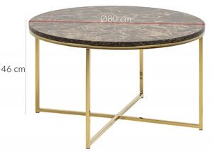 Actona Konferenční stolek Glasgow V 80 cm mramor hnědý/zlatý