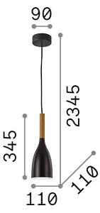 Ideal Lux - Lustr na lanku MANHATTAN 1xE14/40W/230V pr. 11 cm černá/buk