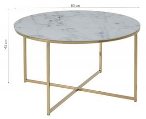 Actona Konferenční kulatý stolek Alisma 2 mramor bílý/zlatá
