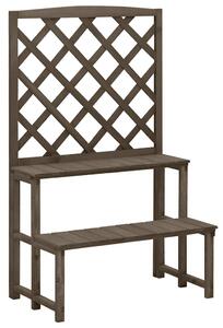 Stojan na květiny s treláží šedý 70 x 42 x 115 cm masivní jedle 316414