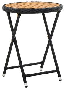 Čajový stolek černý 60 cm polyratan a masivní akácie 316509