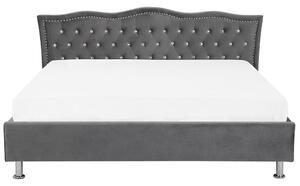 Manželská postel 180 cm MATH (s roštem a úl. prostorem) (tmavě šedá sametová). 1007367