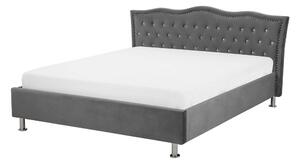 Manželská postel 140 cm MATH (s roštem) (tmavě šedá sametová). 1007363