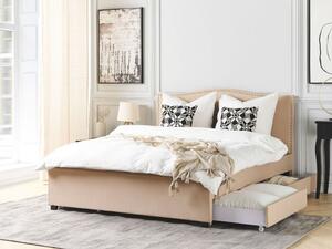 Manželská postel 160 cm MONTHY (s roštem a úl. prostorem) (béžová). 1007377