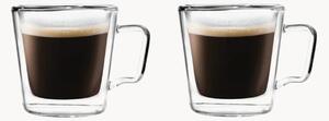 Sada dvoustěnných pohárků na espresso z borosilikátového skla Diva, 2 díly