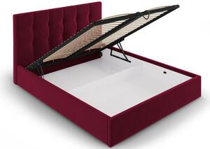 Červená sametová dvoulůžková postel MICADONI Phaedra 140 x 200 cm