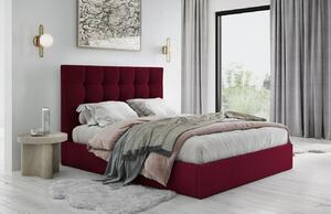Červená sametová dvoulůžková postel MICADONI Phaedra 140 x 200 cm
