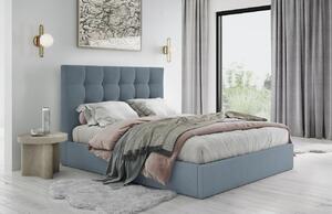 Modrá sametová dvoulůžková postel MICADONI Phaedra 140 x 200 cm