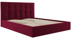 Červená sametová dvoulůžková postel MICADONI Phaedra 160 x 200 cm