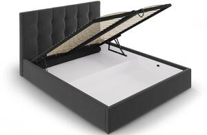 Šedá sametová dvoulůžková postel MICADONI Phaedra 160 x 200 cm