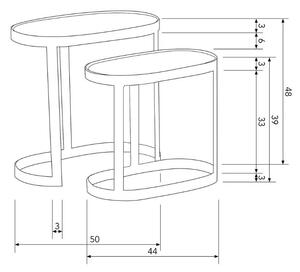 Hoorns Set dvou kovových odkládacích stolků Vernon 44 x 25 / 50 x 29 cm